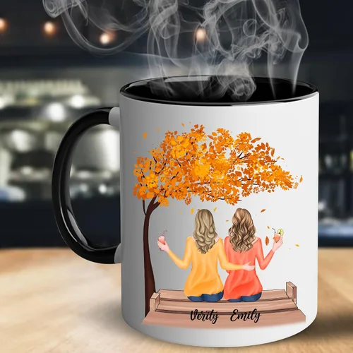 Miniatura 3 de WHIDOBE Taza personalizada para hermana (2 mujeres) personalizada de 11 onzas, 15 onzas, taza de cerámica para hermana, mejores amigas con avatares