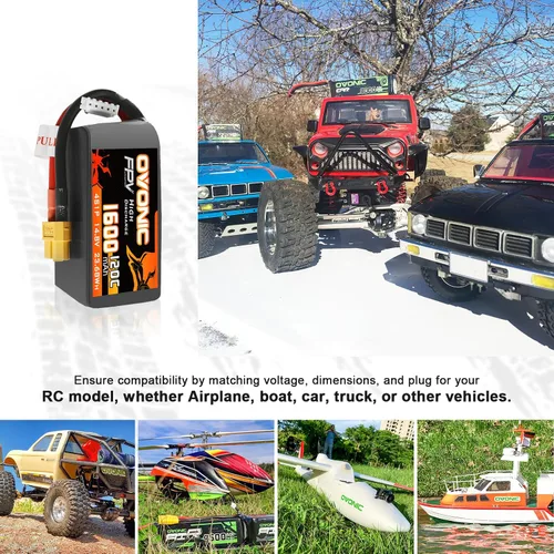 Miniatura 5 de OVONIC Batería Lipo 4S 1600mAh 14.8V 120C Batería con enchufe XT60 para RC Car Truck RC Vehículos RC Barco, Dron, Avión RC Quadcopter, Helicóptero