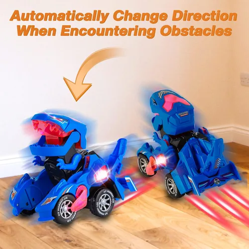 Miniatura 2 de Hirger Juguete de Coche Dinosaurio Transformable para Niños, Juguetes de Camión Monstruo Auto Transformador con Luz y Sonido para Niños Pequeños
