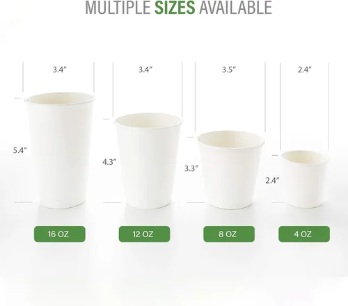 Miniatura 35 de Restaurantware Tazas de café de papel de 4 onzas, 25 tazas de papel desechables de doble pared, a prueba de fugas, reciclables, tazas calientes