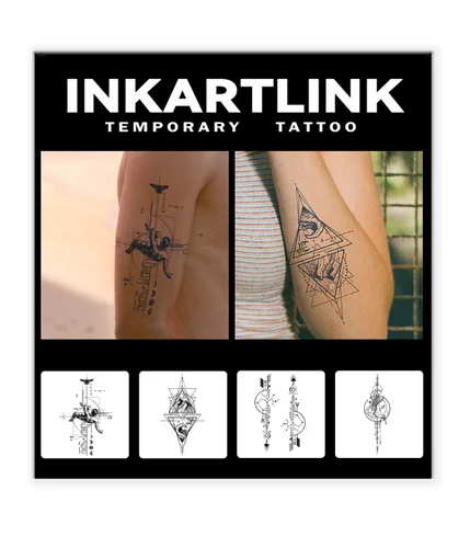 Miniatura 7 de INKARTLINK Tattoo Tech, 4 hojas de tatuaje semipermanente, tatuajes temporales de diseño artístico para adultos, dura 1-2 semanas, impermeable