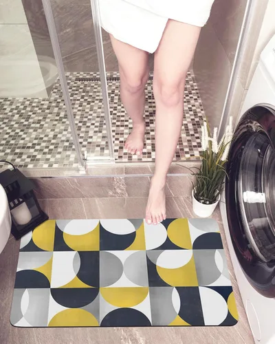 Miniatura 5 de Tapete de baño moderno amarillo para bañera, antideslizante, de secado rápido y absorbente, tierra de diatomeas, fregadero, cocina, sala de estar