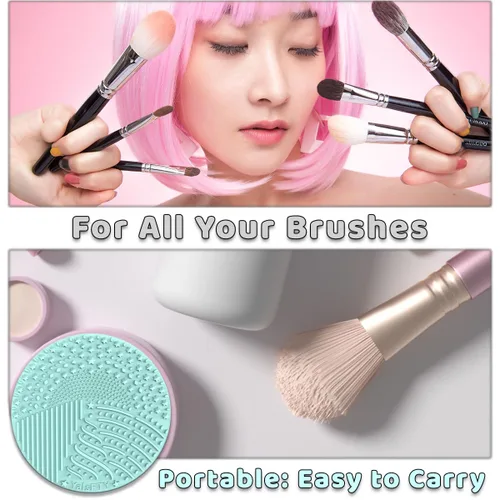 Miniatura 7 de YalsFTY - Limpiador de brochas de maquillaje de silicona, 2 piezas, herramienta de limpieza de almohadilla para cosméticos, función de doble cara