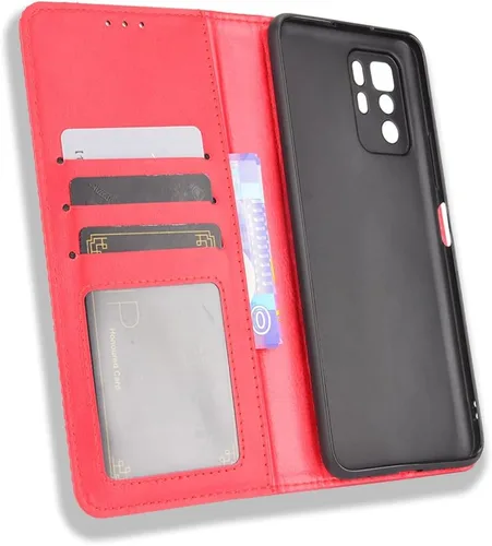 Miniatura 3 de Jielangxin Keji Funda para Xiaomi Poco X3 GT Caso,Funda para Xiaomi Redmi Note 10 Pro 5G/Poco X3 GT Funda de cuero PU Flip Cover Rojo