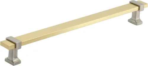 Miniatura 15 de Amerock Mango de gabinete Cromo negro/Oro cepillado 3-3/4 pulgadas (96 mm) de centro a centro Overton paquete de 1 unidad Jaladera