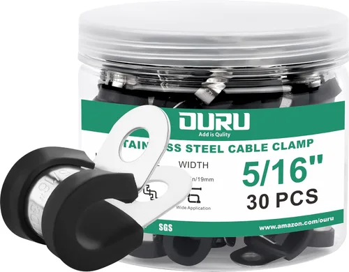 Miniatura 21 de OURU 15 piezas de abrazaderas de cable de acero inoxidable de 1-1/4 pulgadas, abrazaderas de cable con revestimiento de goma y cojín aisladas