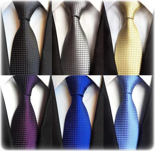 Miniatura 15 de WeiShang Lote de 6 corbatas clásicas de seda para hombre, corbatas tejidas jacquard
