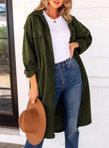 Miniatura 2 de Dokotoo Chaqueta de manga larga para mujer, para otoño e invierno, con botones, ajuste holgado