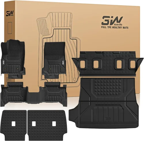 Miniatura 29 de Alfombrillas de Piso 3W Compatibles con Toyota Tundra 2014-2021 (Solo para Cabina CrewMax), Revestimiento de Piso de TPE para Todo Clima con Ajuste
