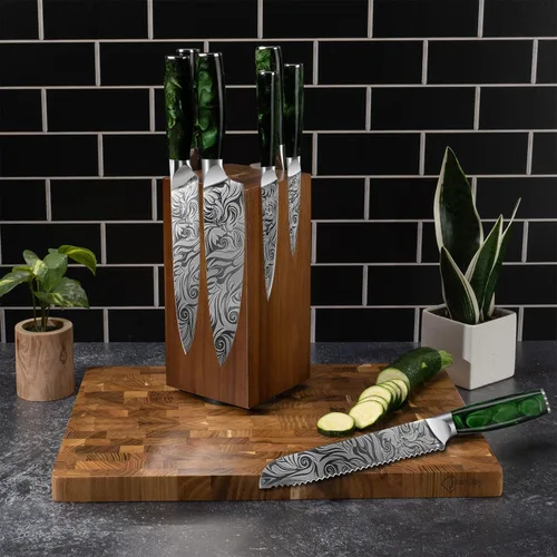 Miniatura 8 de SENKEN - Bloque magnético giratorio para cuchillos sin cuchillos, madera dura de acacia natural, rotación de 360 grados, imanes de neodimio ultra