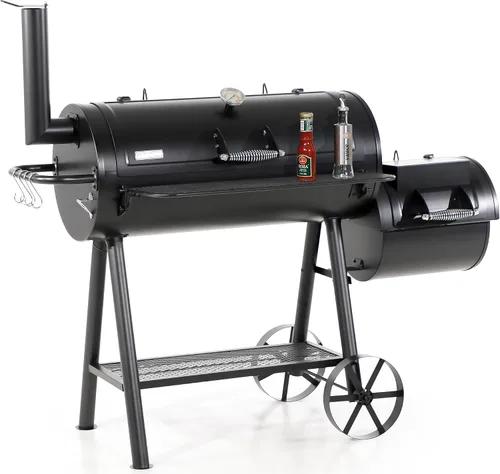 Miniatura 8 de Captiva Designs - Parrilla de carbón con ahumador offset, todo en acero metálico para exteriores, área de cocción de 512 pulgadas cuadradas