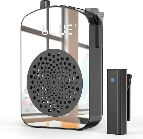 Miniatura 8 de Amplificador de voz inalámbrico para profesores, mini amplificador de voz portátil con micrófono de solapa carga y almacenamiento, micrófono