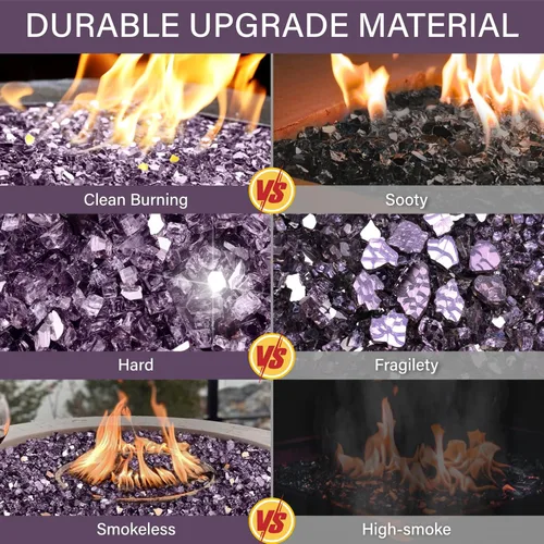 Miniatura 54 de NUPICK Vidrio de Fuego de 5 Libras, Vidrio Brillante para Fogata de 1/2 Pulgada, Roca de Vidrio Templado para Fogata para Propano o Gas Natural