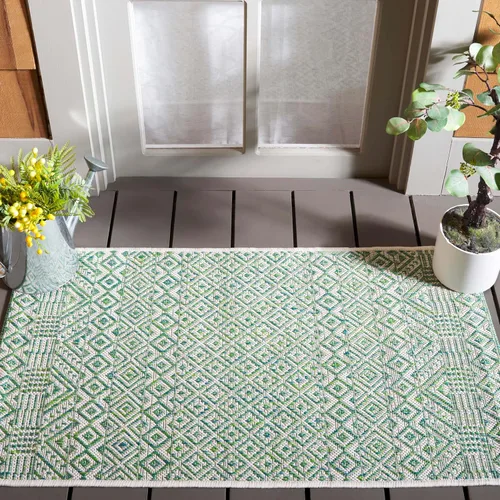 Miniatura 41 de SAFAVIEH Alfombra lavable al aire libre, colección Courtyard - 2'3" x 5', gris y negro, no desprende pelusa y fácil limpieza, ideal para patio