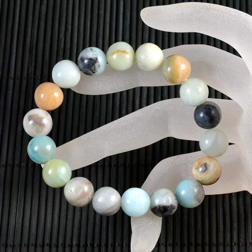 Miniatura 2 de AD Beads Pulsera elástica de cuentas redondas de piedras preciosas naturales, curación Reiki, 0.394 in, Ágata