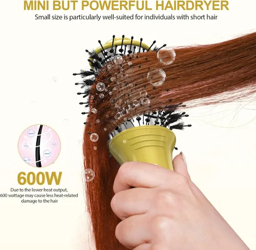 Miniatura 3 de DAN Technology Cepillo secador de doble voltaje,Cepillo secador de pelo de 2 pulgadas,Cepillo de aire caliente de barril ovalado 2 en 1,Cepillo