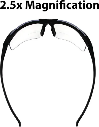 Miniatura 4 de Global Vision Apex - Anteojos de seguridad bifocales UV400 con aumento de 2.50 pulgadas, color transparente y negro, talla L