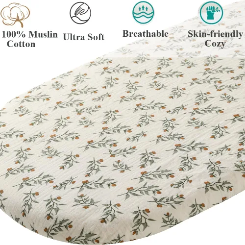 Miniatura 2 de Sábanas ajustadas de muselina compatibles con Snoo Smart Sleeper, Dream On Me Lacy Portable, Safety 1st Sleeper Bassinet, 2 paquetes de sábanas Hoja