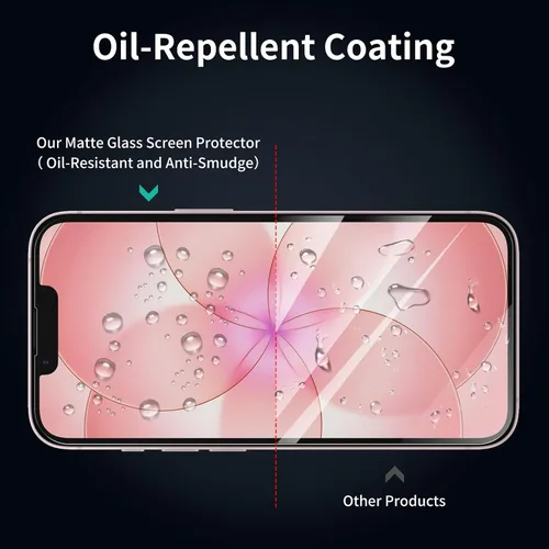 Miniatura 5 de Paquete de 2 protectores de pantalla de vidrio mate para iPhone 17e/16e/13 Pro/13/14, película de vidrio templado mate antirreflejos, antihuellas