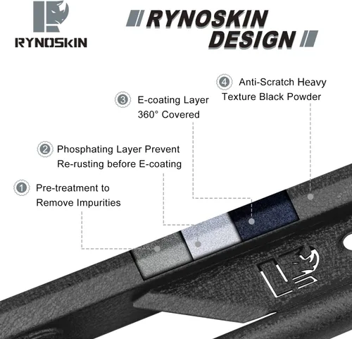 Miniatura 6 de RYNOSKIN - Estribos laterales para 2018-2025 Jeep Wrangler JL 2 puertas, pasos de roca resistentes, estribos laterales SUV de acero, barras Nerf