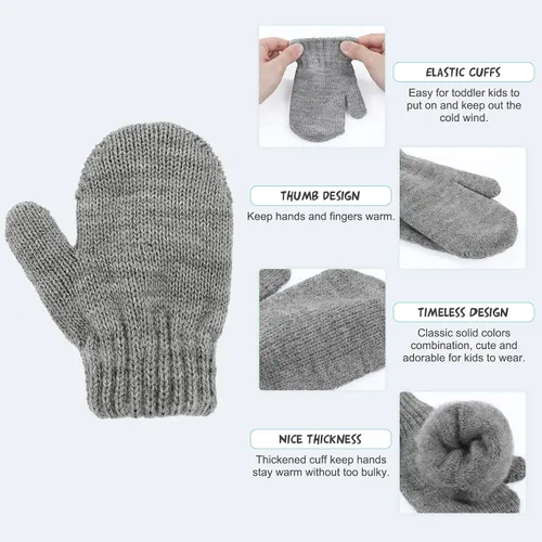 Miniatura 3 de Century Star Guantes cálidos de invierno para niños pequeños, guantes elásticos mágicos para niños y niñas, tejido suave para bebé