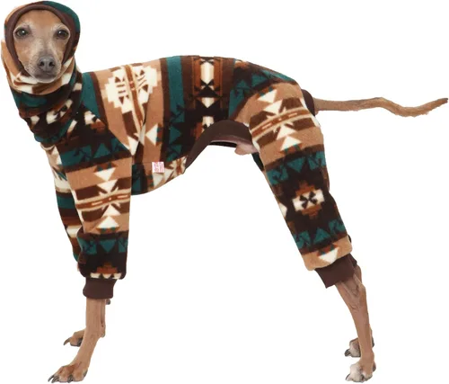 Miniatura 40 de D Doggy Star - Suéter de galgo italiano de cuello de tortuga, conjunto de mono de vellón cálido, ropa de Whippet para perro (XL, azul marino Pkt)