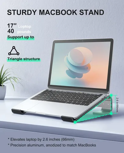 Miniatura 6 de Soqool Soporte para computadora portátil para escritorio, soporte ergonómico desmontable para laptop, soporte de aluminio para MacBook, compatible