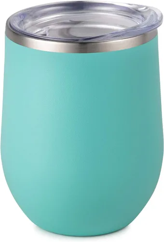 Miniatura 29 de Maars Bev - Vaso de vino de acero inoxidable sin tallo con tapa, aislado al vacío de 12 onzas, a prueba de derrames, apto para viajes, vasos midnight