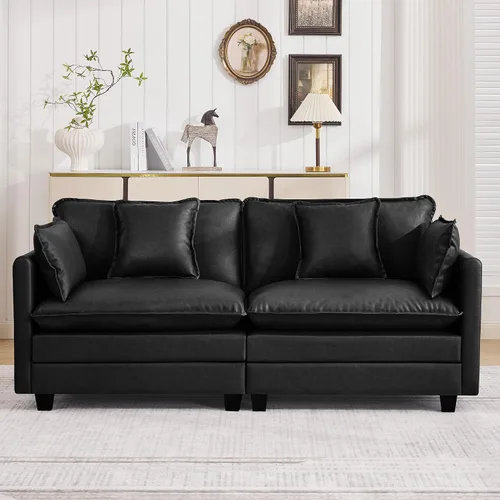 Miniatura 33 de Otomán de Sofá Moderno de Chenille Nube de 35'', Otomán Rectangular para Sofá Seccional Modular, Beige
