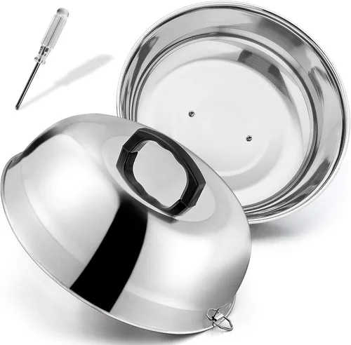 Miniatura 12 de Cúpula para Derretir Queso de 12 Pulgadas, HaSteeL Cubierta Redonda de Acero Inoxidable para Rociar y Vaporizar, Cúpula Grande Sólida para Plancha
