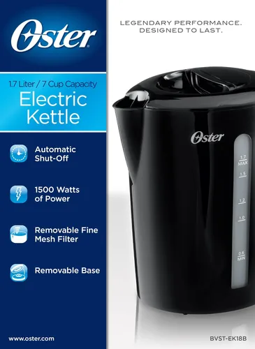 Miniatura 4 de Oster BVST-EK18B - Tetera eléctrica, 1,7 litros, color negro