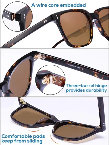 Miniatura 55 de Carfia Chic - Lentes de sol polarizados para mujer, protección UV400, marco de acetato pulido a mano