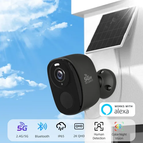 Miniatura 2 de 4 cámaras de seguridad inalámbricas para exteriores, cámaras solares 5G/2.4G, cámaras de vigilancia alimentadas por batería 2K