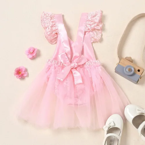 Miniatura 49 de Traje de bebé niña primer cumpleaños traje de encaje tul mameluco princesa tutú vestido de un año cumpleaños pastel Smash fotografía ropa