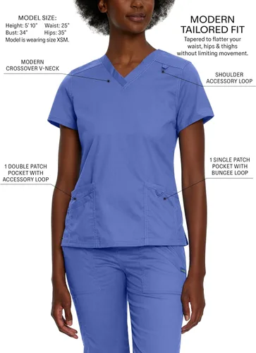 Miniatura 2 de Landau Proflex 4160 - Camiseta médica elástica con 3 bolsillos para mujer