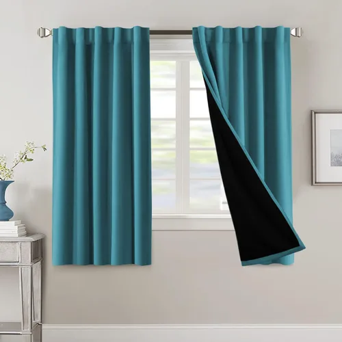 Miniatura 126 de H.VERSAILTEX Cortinas 100% opacas para dormitorio con forro negro, cortinas de oscurecimiento de habitación completa, con aislamiento térmico