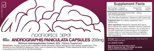 Miniatura 2 de Andrographis paniculata Cápsulas 200 mg 60 unidades 50% Andrographolides Apoya la función inmune Apoya la función celular