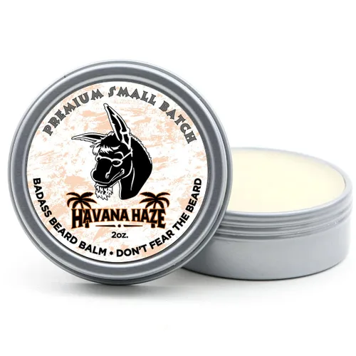 Miniatura 2 de Badass Beard Care Bálsamo para barba The Havana Haze, 2 onzas, todos los ingredientes naturales, mantiene la barba y el bigote llenos, suave