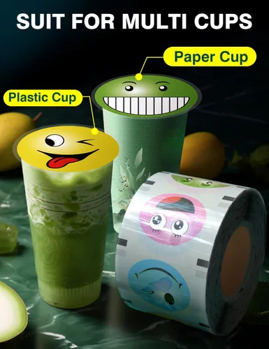 Miniatura 6 de WantJoin Máquina de sellado de tazas 2 rollos de película de sellado de tazas para cafetería, tienda de té con leche, bar, transparente