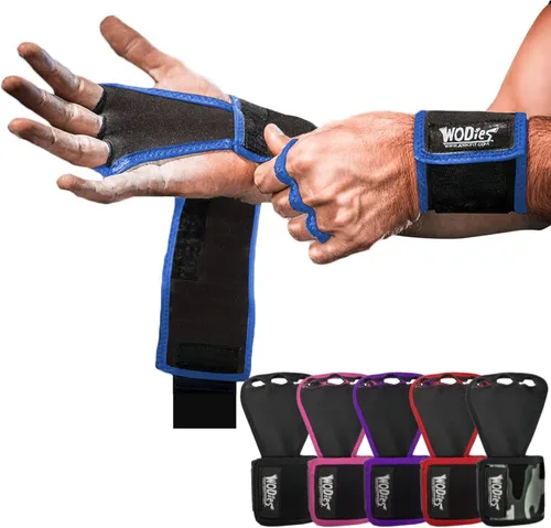 Miniatura 8 de JerkFit WODies - Agarres de gimnasia y levantamiento de pesas con muñequeras – Guantes de gimnasio versátiles de 3 agujeros para dominadas