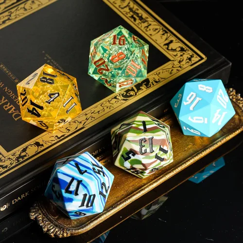 Miniatura 7 de Dados DND de 20 caras de 2.165 in, dados gigantes D20 D&D poliédricos D20 grandes con caja de regalo para Calabozos y Dragones, juegos de mesa RPG