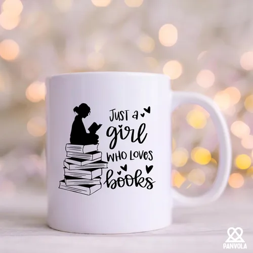 Miniatura 4 de Panvola Just A Girl Who Loves Books Book Lover Gift For Woman Reader Librarian Mug Bookworm Bibliophile Novedoso Vaso de Cerámica Café 11 oz Blanco