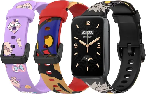 Lijinlan Bandas de repuesto compatibles con Xiaomi Mi Band 7 Pro Strap mujeres hombres, impresión colorida linda piel floral suave flexible silicona