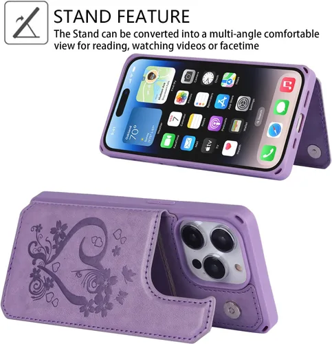 Miniatura 5 de Cavor Funda tipo cartera para iPhone 14 Pro Max con tarjetero, funda para teléfono iPhone 14 Pro Max para mujeres y hombres, funda 14ProMax