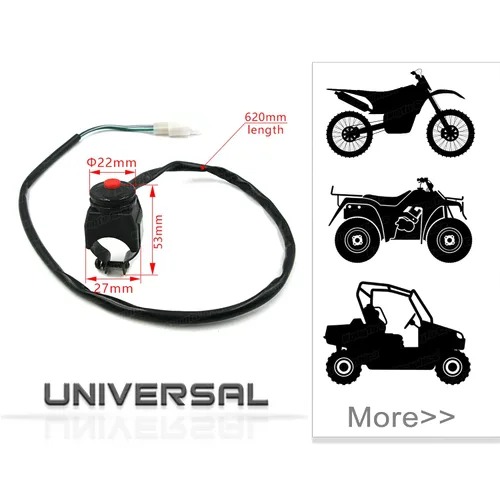 Miniatura 3 de Manillar Motor Kill Switch Universal Motocicleta ATV UTV, Botón Rojo