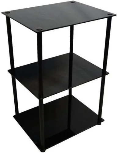 Convenience Concepts Designs2Go Midnight Classic - Mesa cuadrada de cristal de 3 niveles, cristal negro