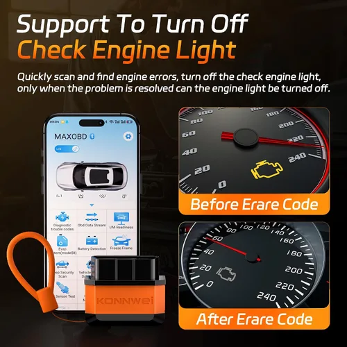 Miniatura 3 de KONNWEI Escáner OBD2 Bluetooth 5.2, herramienta de diagnóstico de escáner de coche inalámbrico para iOS y Android para pruebas de rendimiento