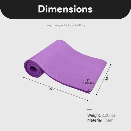 Miniatura 4 de BalanceFrom Yoga Mat, 1-Inch Extra Thick High Density Exercise Mat, Anti-Tear Exercise Yoga Mat with Carrying Strap, Suitable for Various Yoga