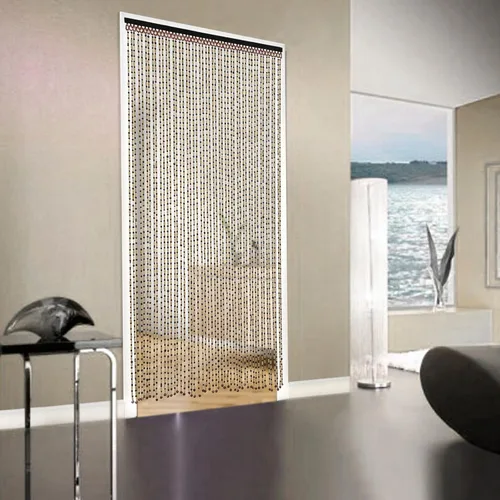 Miniatura 2 de DNYSYSJ Cortina con cuentas de madera natural y bambú, 49 hebras, diseño liso de 74.8 pulgadas, cuentas de bambú y madera para puerta, cortina