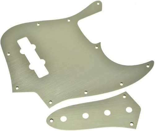 Miniatura 10 de KAISH 10 agujeros metal anodizado aluminio J Bass estilo Pick Guard estilo moderno Bass Golpeador para bajo USA/México Jazz J Bass Gold Dorado-1